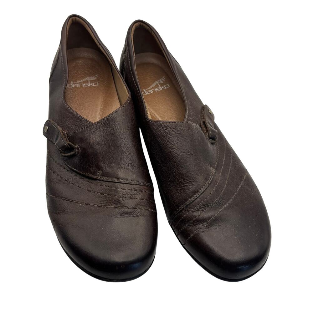 Dansko Franny Comfort Loafers EU 40 Womens 9-9.5 Flats Brown Leather Hook Loop